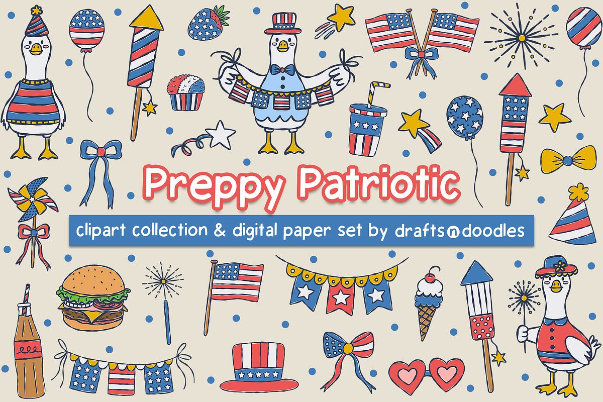 4th of July Preppy Patriotic Bundle, an Object Illustration by Drafts n Doodles (Photo 1 of 14)