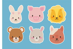 Cute Animals Head Stickers