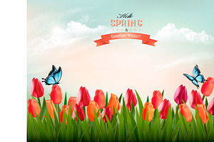 Spring Background With Flowers