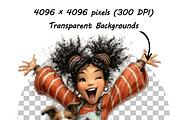 Whimsical Girl and Dog Love Clipart, an Illustration by one-touch (Thumbnail 9 of 18)