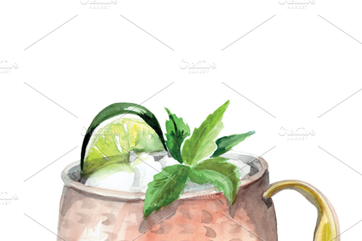 Watercolor Moscow Mule Drawing, a Food Illustration by MumAndMe (Photo 2 of 2)