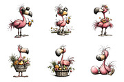 Whimsical Summer Flamingo Clipart, an Illustration by SinaCreation (Thumbnail 3 of 9)