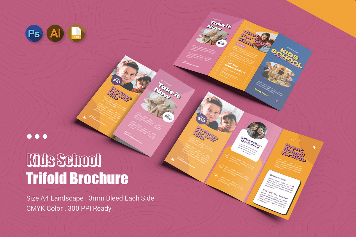 Kids School Trifold Brochure, a Brochure Template by Esensifiksi.studio
