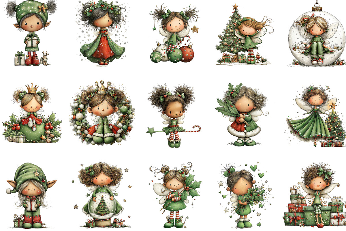 Christmas Whimsical Fairy Clipart, an Illustration by Designking (Photo 3 of 5)