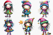Whimsical Christmas Cute Girl, an Illustration by Canvas Craft (Thumbnail 4 of 7)
