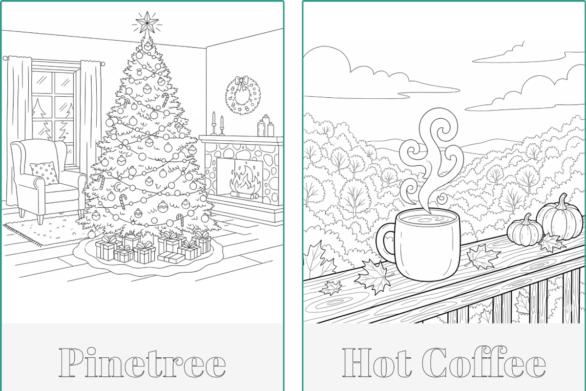 Winter Holidays Xmas Coloring Pages, a Seasonal Illustration by Nuvame Arts & Designs (Photo 18 of 19)