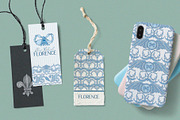 Blue floral FLORENCE- ornament set, a Decorative Illustration by Moonflora (Thumbnail 7 of 8)