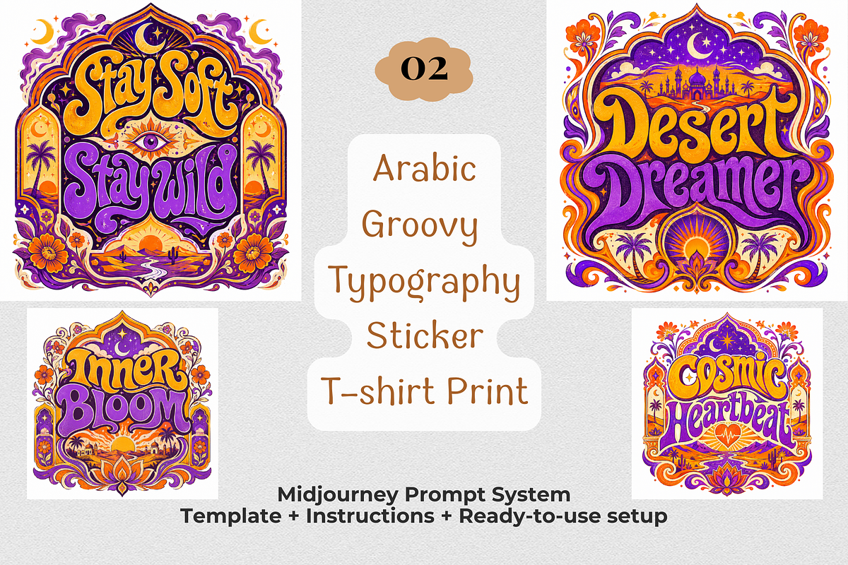 Retro Groovy Sticker T-Shirt Prompts, a Seasonal Illustration by Print Haven Mochi Vintage (Photo 3 of 8)
