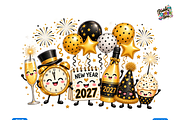 Sparkling New Year 2027 Celebration, a Seasonal Illustration by Printable Design Store (Thumbnail 1 of 5)