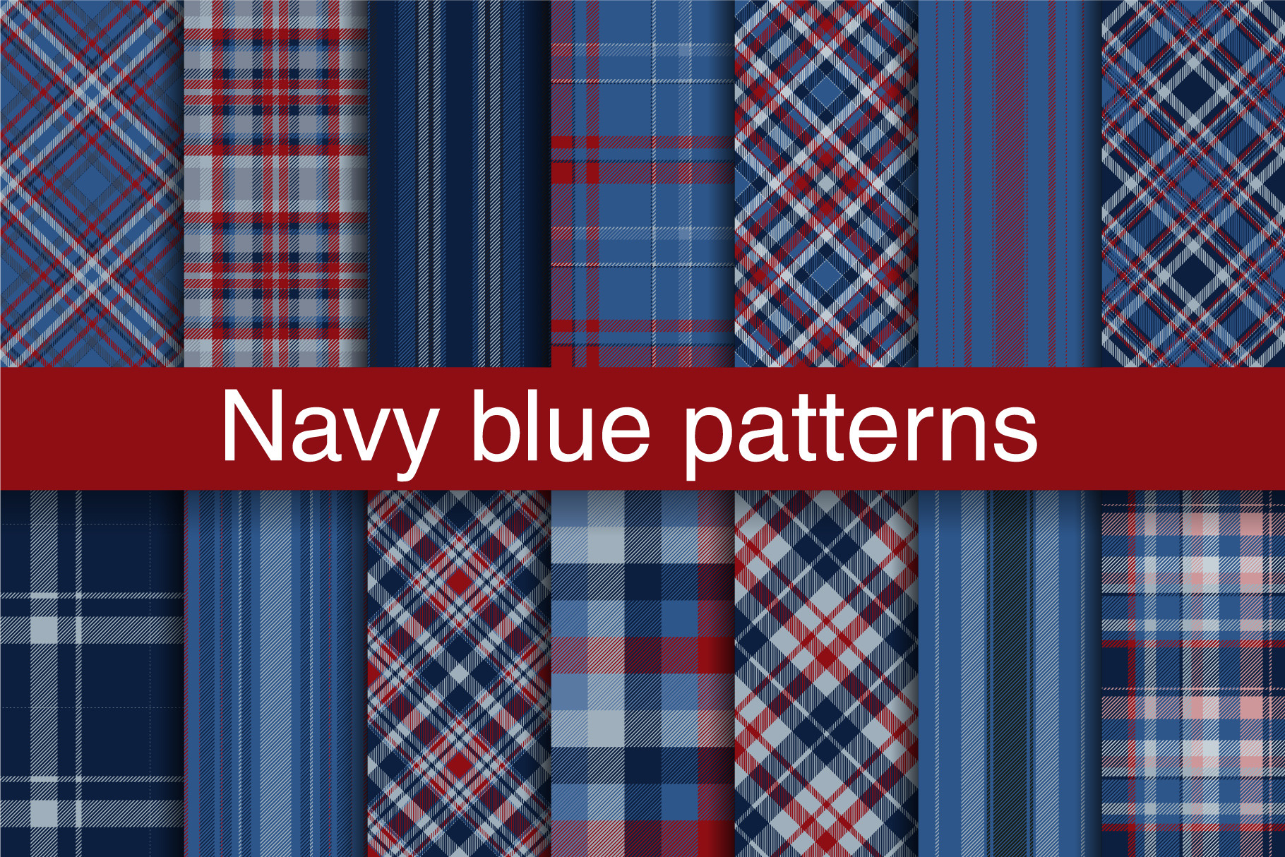 #20 Navy Plaid Patterns EPS + JPG, a Pattern Graphic by Plaid4You