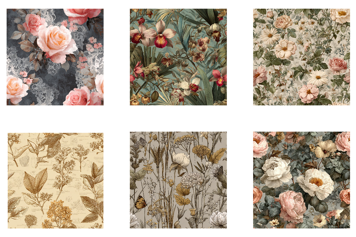 Victorian Botanical Floral Patterns, a Pattern Graphic by CreationArt (Photo 3 of 5)