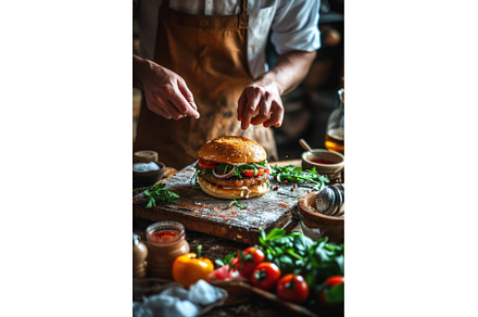 Man hands hold cheese burger, a Food & Drink Photo by Yulia Furman