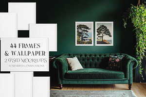 44 Frames and Wallpaper Mockup, a Product Mockup by mock-ups