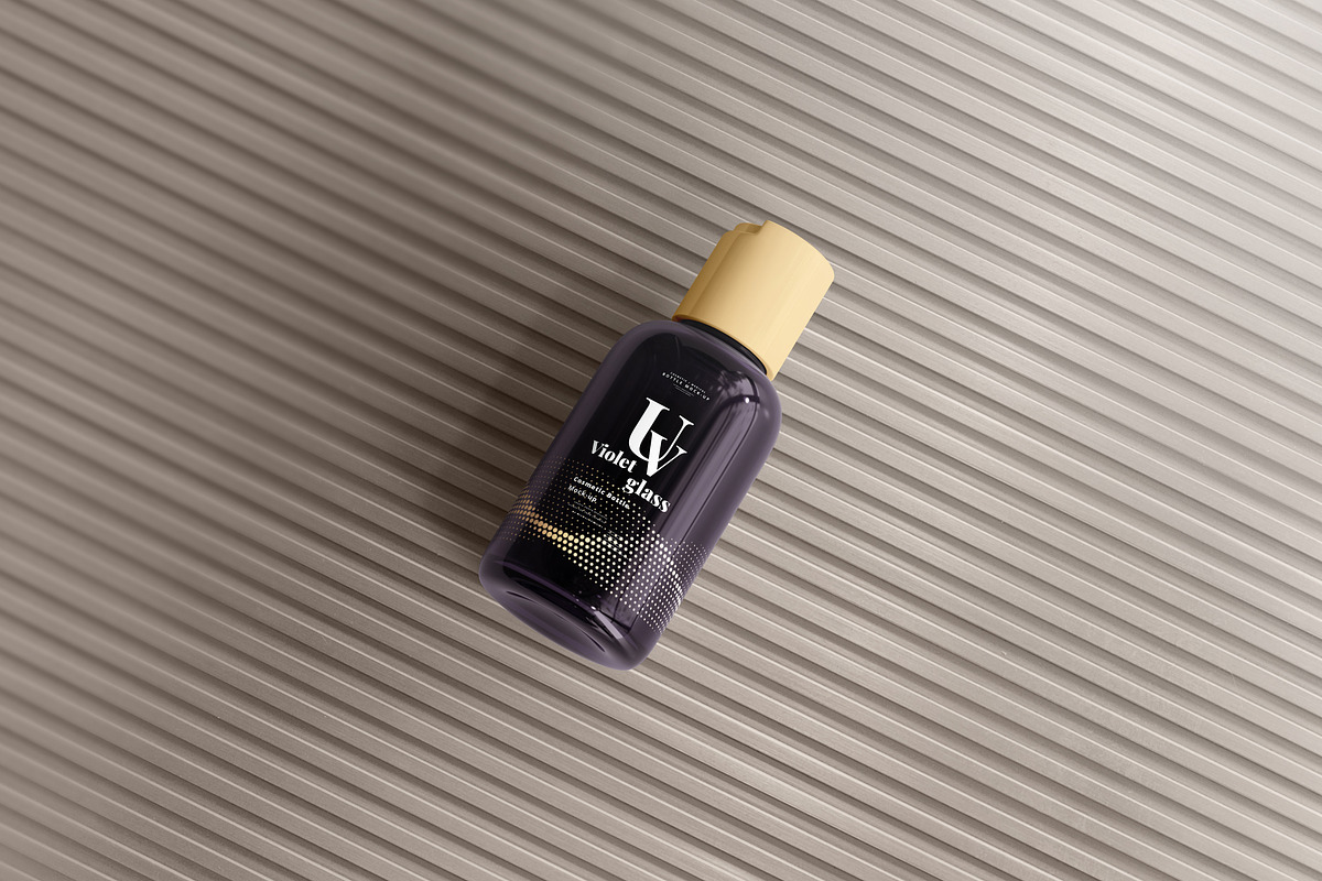 Violet Glass Cosmetic Bottle Mock-up, a Cups & Container Mockup by pmvch (Photo 18 of 20)