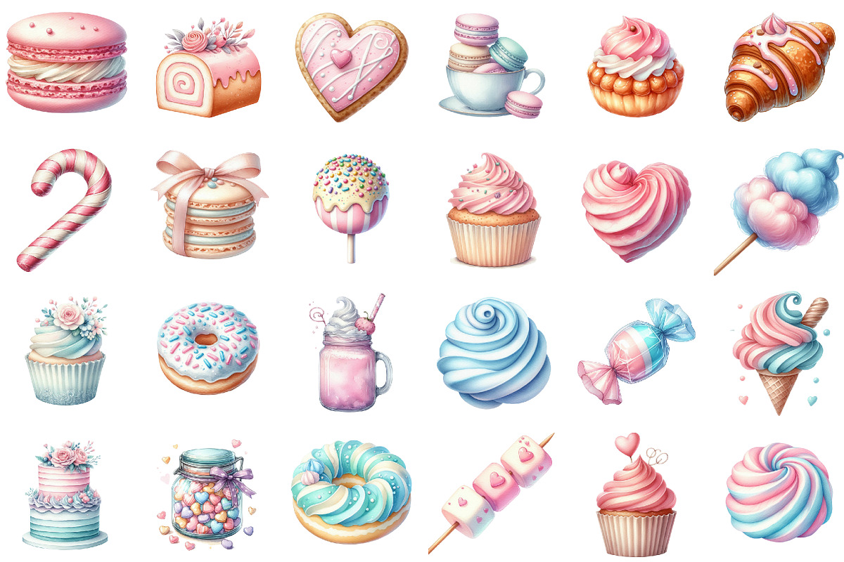 Watercolor Sweets Dessert Clipart, an Illustration by Sublimation Artist (Photo 2 of 6)