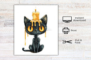 Watercolor Skeleton Black Cat Clipar, an Illustration by Canvas Craft (Thumbnail 7 of 7)