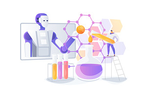 AI-Enhanced Computational Chemistry, a Technology Illustration by Visual Generation
