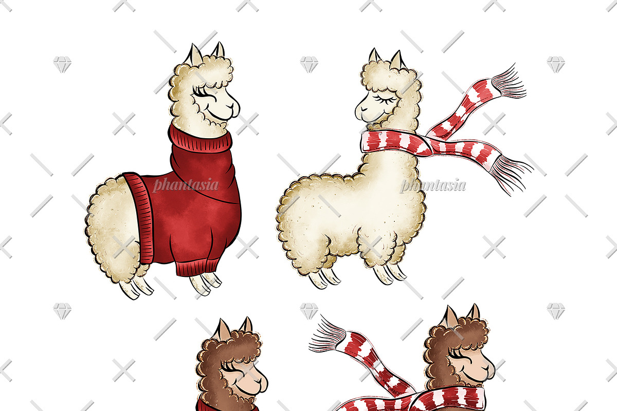 Alpaca Cliparts, an Illustration by Phantasia Design (Photo 5 of 8)