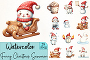 Funny Christmas Snowman Clipart, an Illustration by CrexoraLab (Thumbnail 1 of 5)