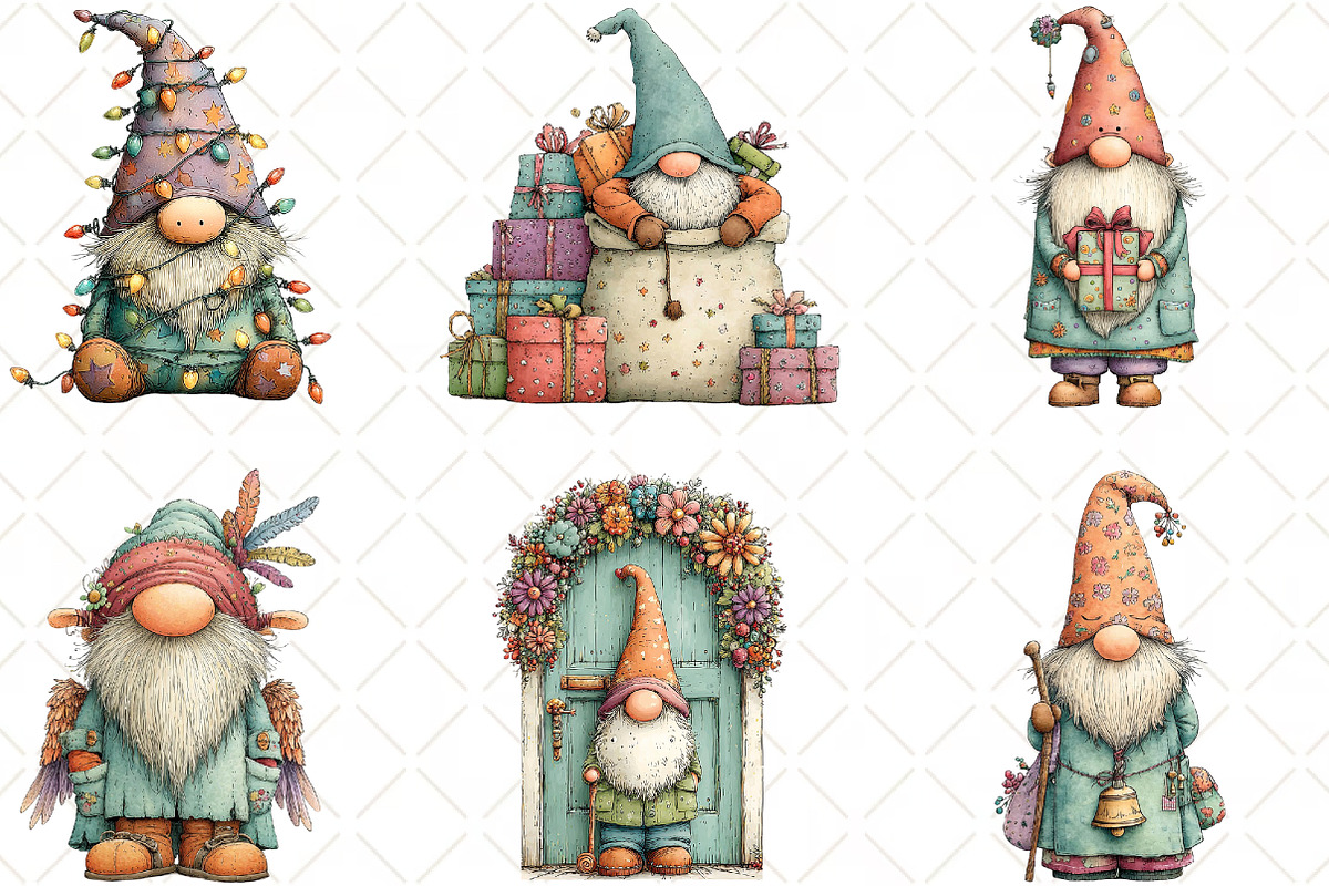 Quirky Christmas Gnome Clipart, an Illustration by Black Bird Studio (Photo 5 of 6)