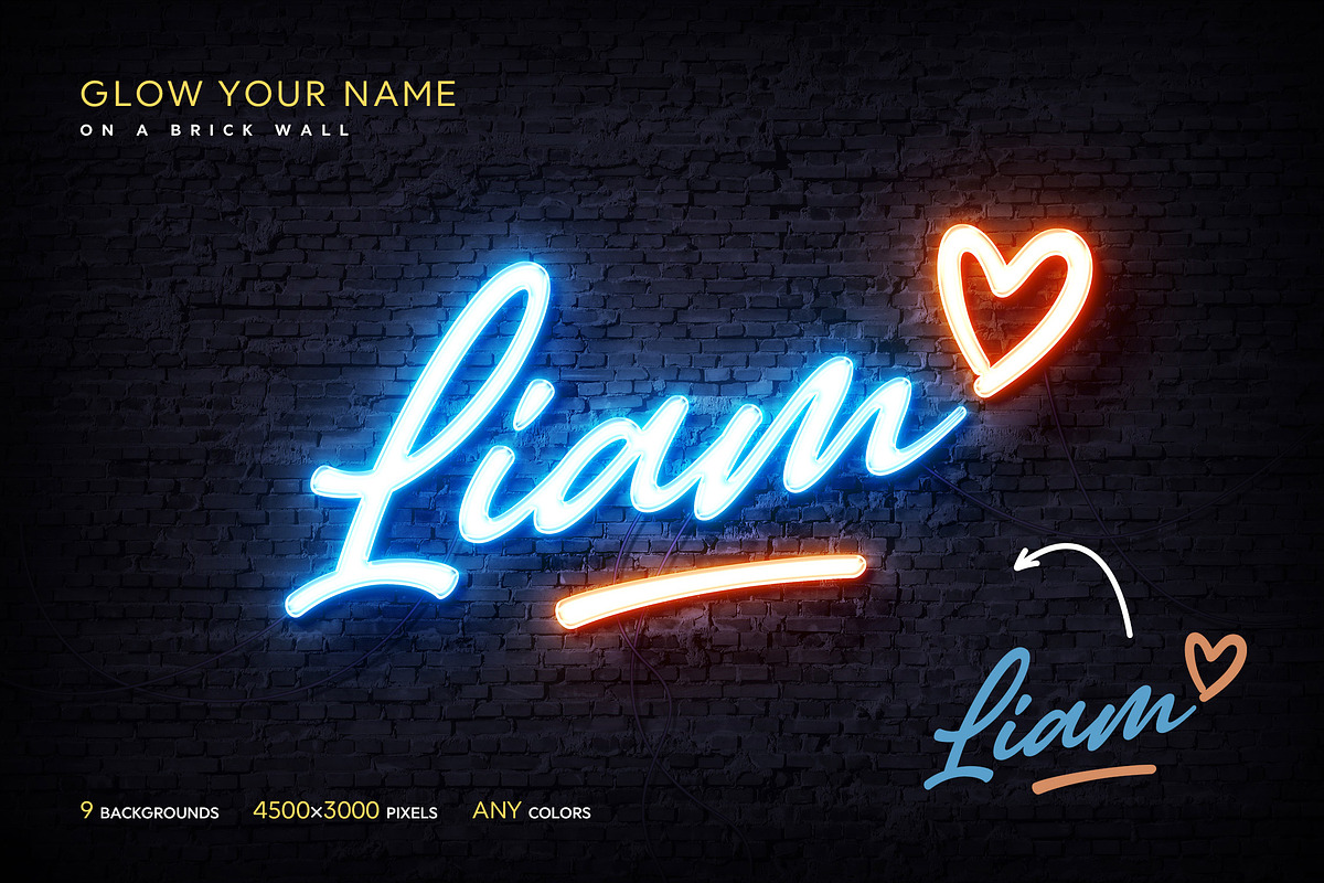 Neon Names Photoshop Templates, a Layer Style Add-On by Andrew Skoch Design (Photo 2 of 7)