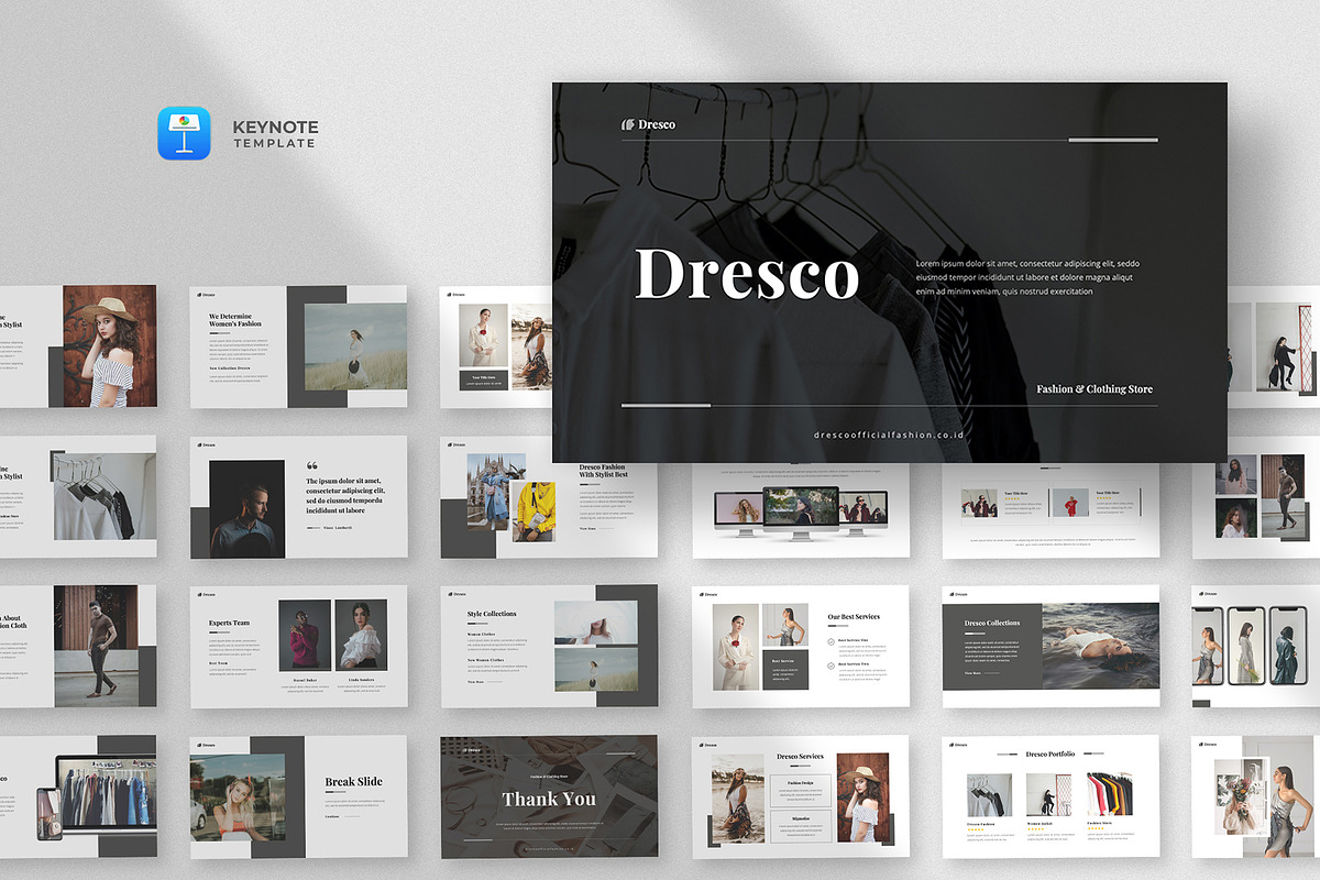 Fashion & Clothing Keynote Template, a Presentation Template by fluffstudio (Photo 1 of 5)