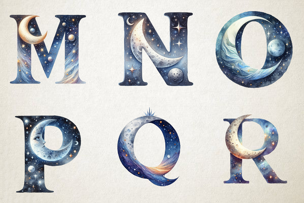 Celestial Alphabet Clipart, an Illustration by RobertsArt (Photo 2 of 7)