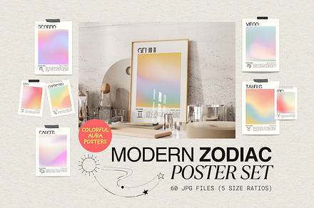Zodiac Sign Posters, a Poster Template by Factoryluv Shop
