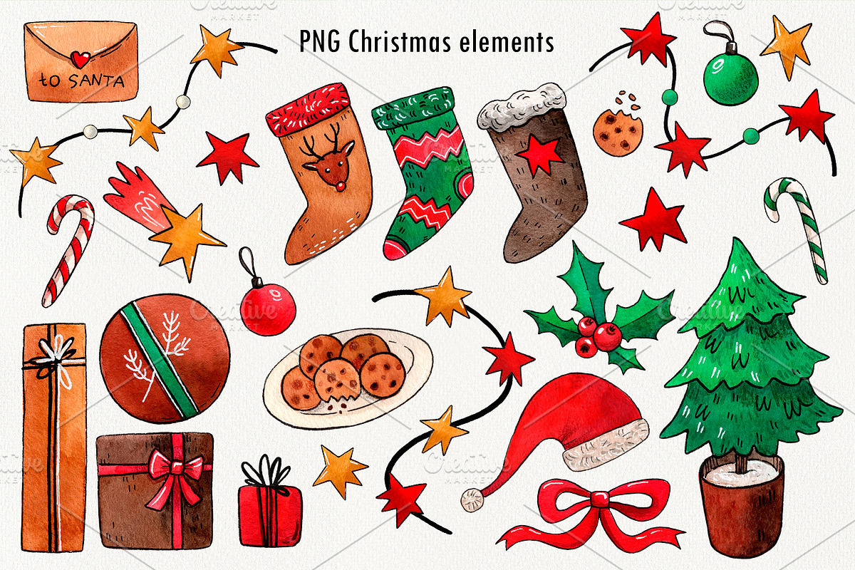 Santa big Christmas set, a Decorative Illustration by Ekaterina Goncharova (Photo 3 of 13)
