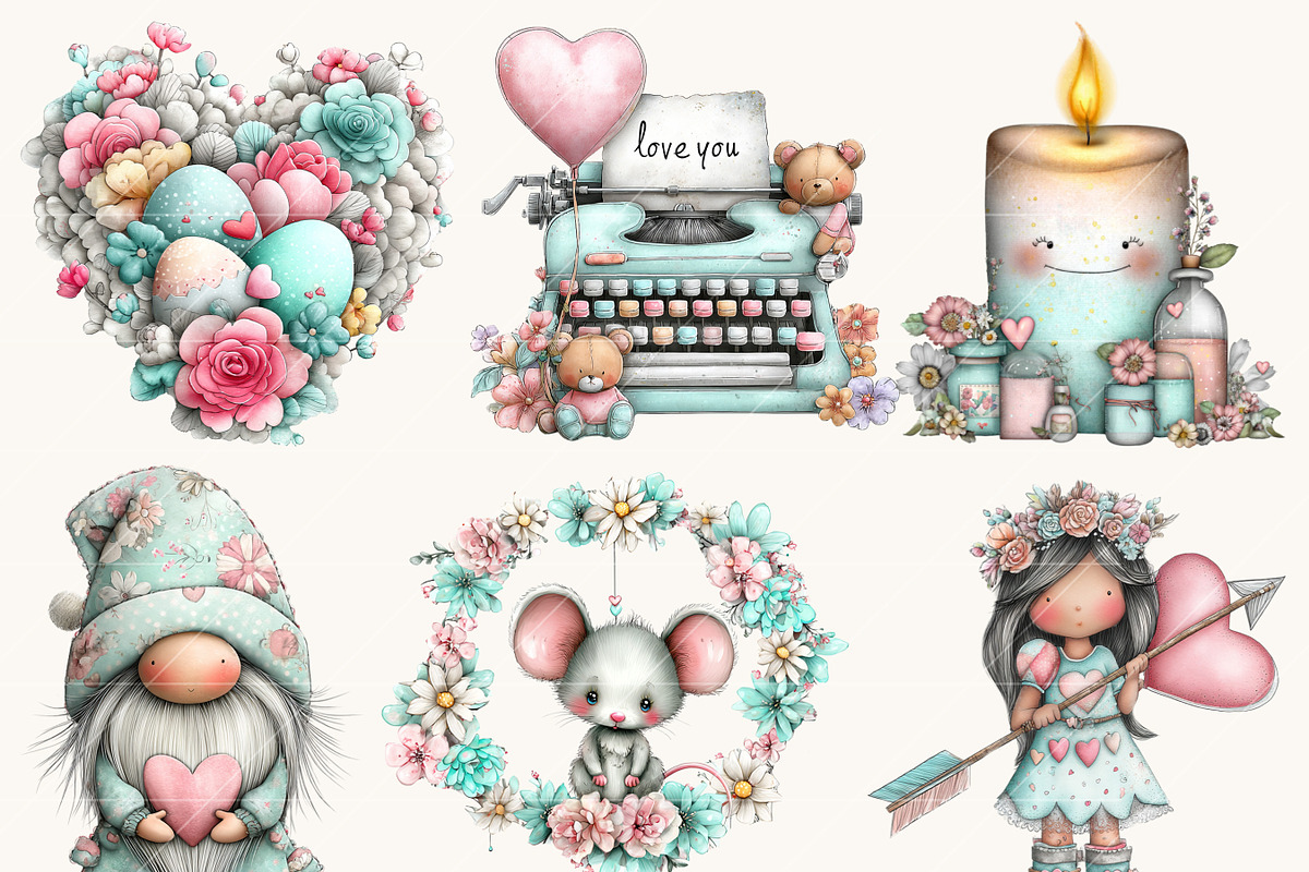 Whimsical Boho Valentine Clipart, a Seasonal Illustration by Design Scotch (Photo 6 of 8)