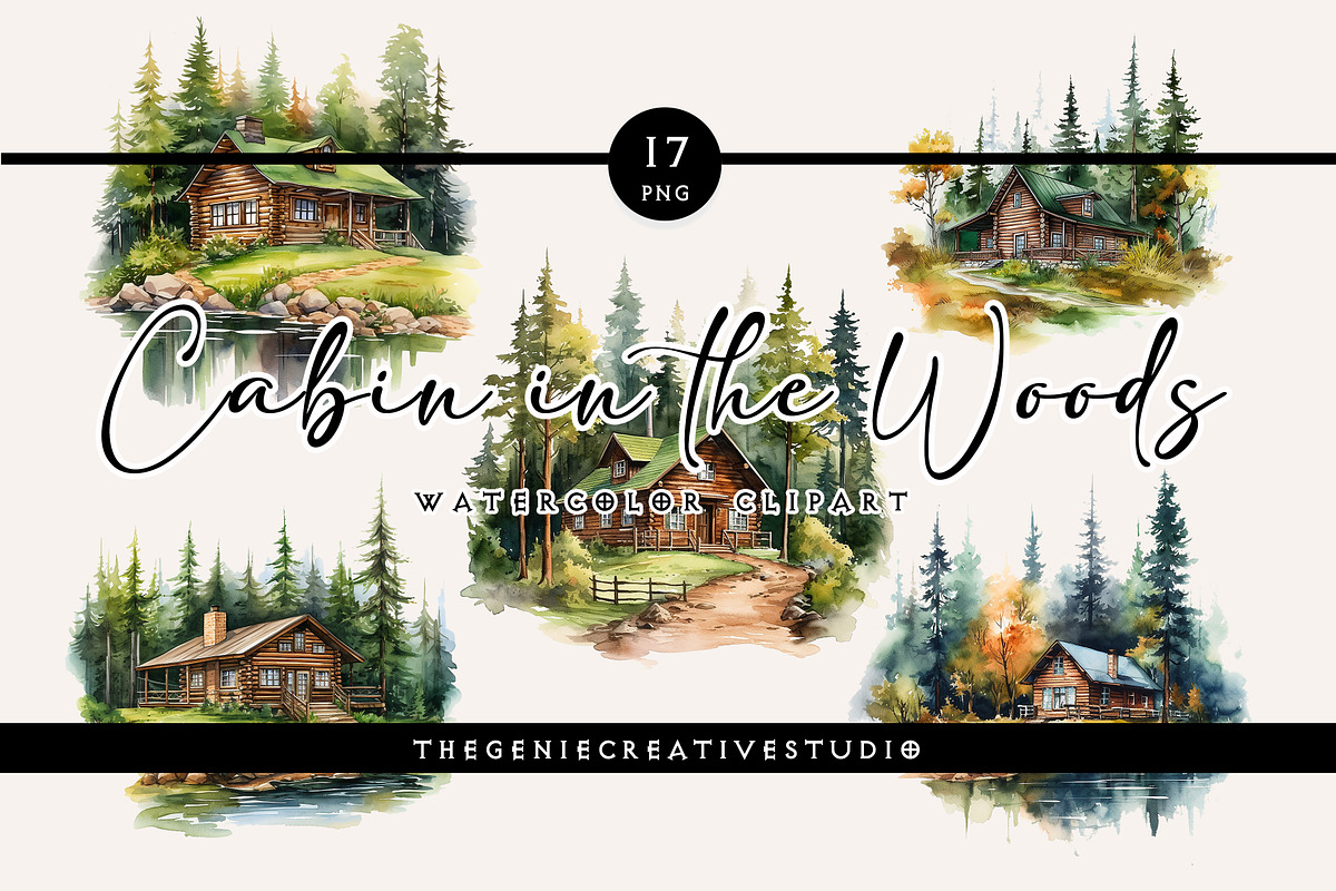 Cabin in the Woods PNG Clipart, an Object Illustration by Geniecreativestudio (Photo 1 of 9)