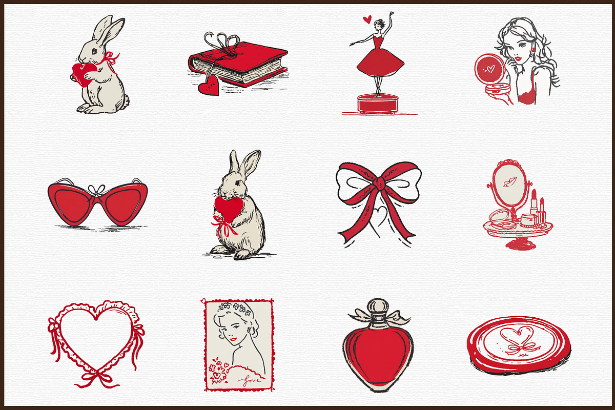 hand drawn Coquette Valentine's Clip, an Illustration by Sublimation Artist (Photo 3 of 6)