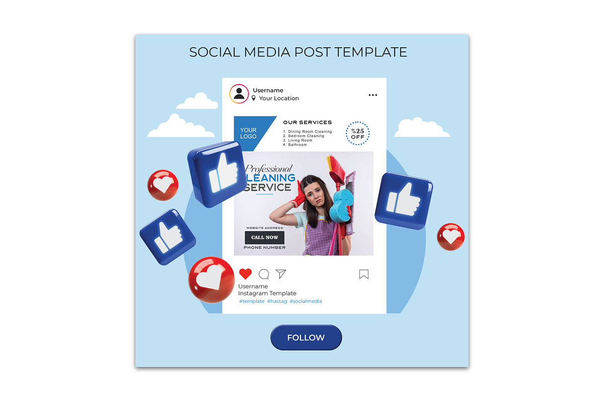 Cleaning Service Flyer Template, a Flyer Template by YUDesignStore (Photo 6 of 6)