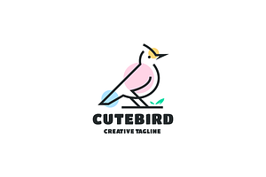 Cute Bird Simple Logo Template