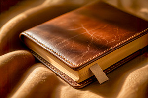 Old leather journal for writing, a Photo by rarrarorro