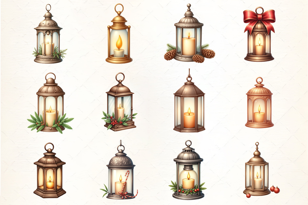 Christmas Candle Lantern Clipart, an Illustration by CrexoraLab (Photo 2 of 5)