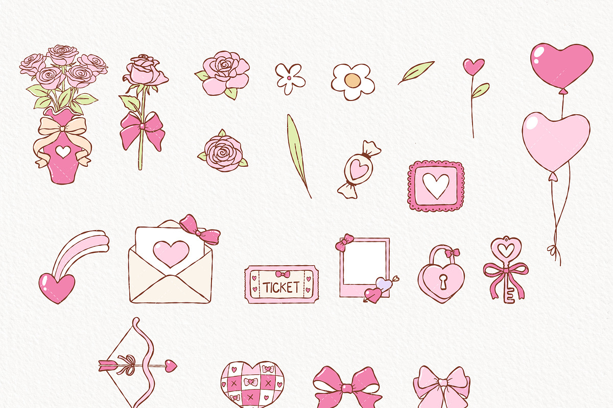Coquette Valentine Clipart Bundle, a Seasonal Illustration by TitaLivingArt (Photo 4 of 9)