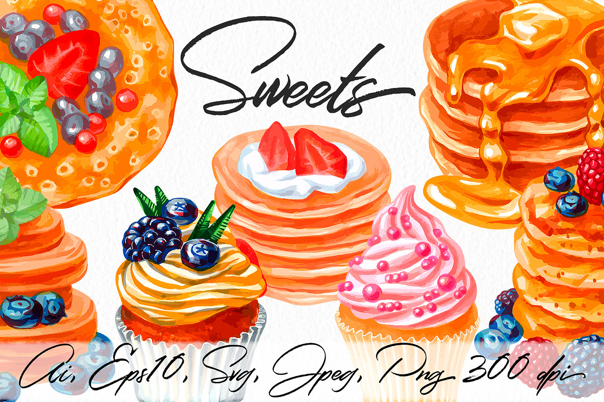 Sweets - vector set, an Object Graphic by ViktoriArt (Photo 1 of 6)