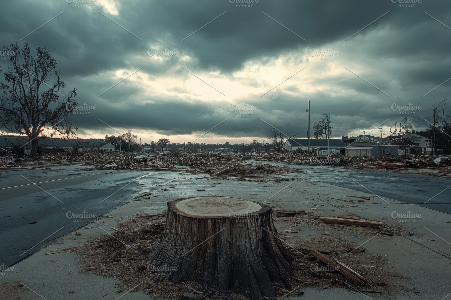 Aftermath of a tornado showing devas, a Photo by Pavel_design