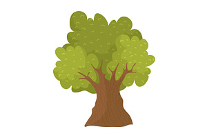 Cartoon style lush green tree with