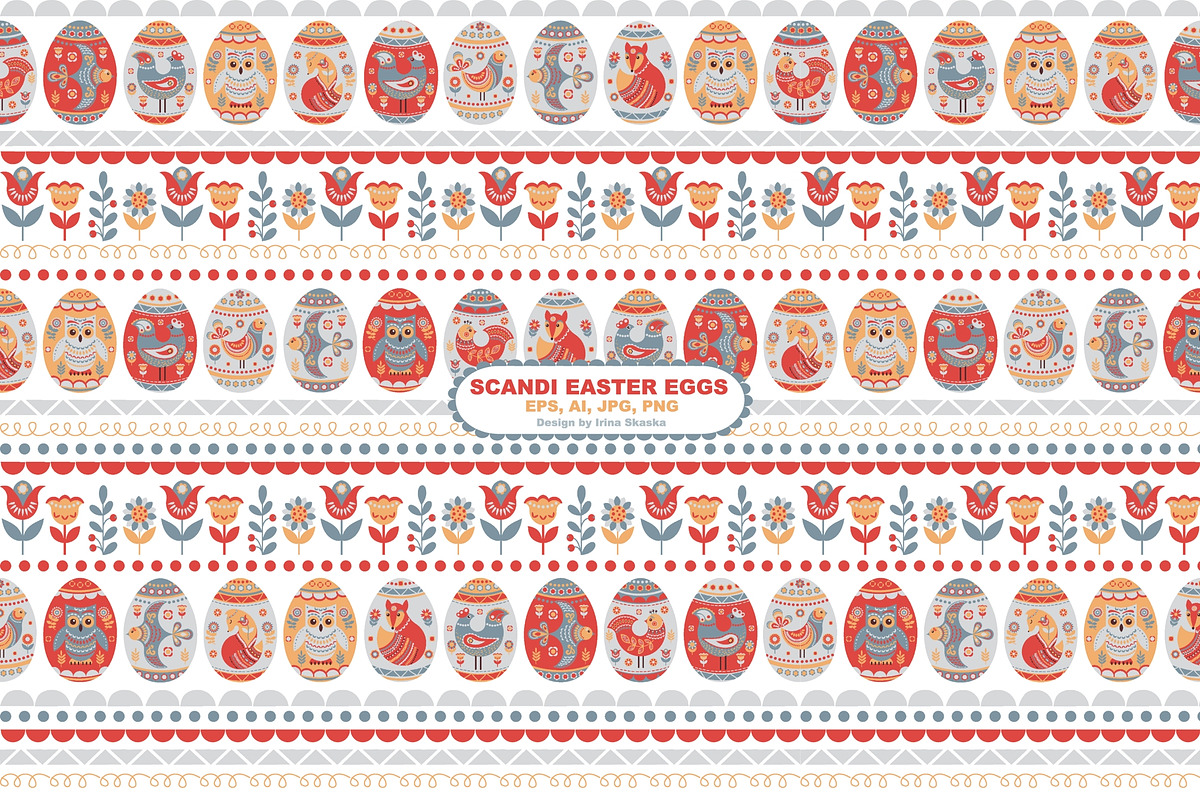 SCANDINAVIAN EASTER EGGS. Vector Set, an Animal Illustration by Irina Skaska (Photo 6 of 9)