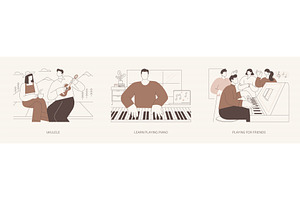 Learn playing music isolated cartoon, a Person Illustration by Visual Generation