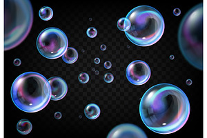 Realistic soap bubbles, transparent, an Object Illustration by Vector Tradition