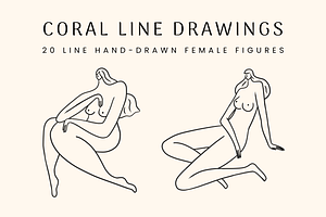 Coral Feminine Line Drawings