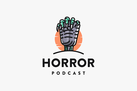 Cartoon Mystery Horror podcast logo, a Branding & Logo Template by DOMHOUZE