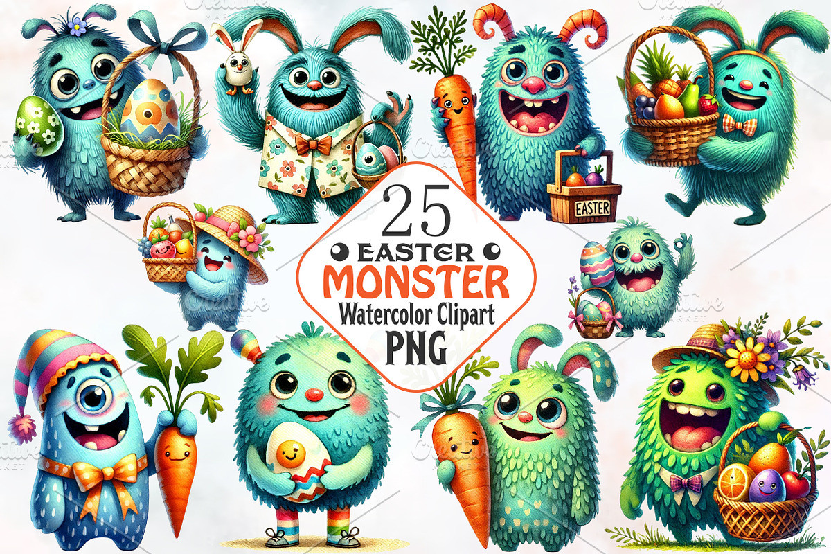 Easter Monster Sublimation Clipart, an Illustration by RobertsArt (Photo 1 of 7)