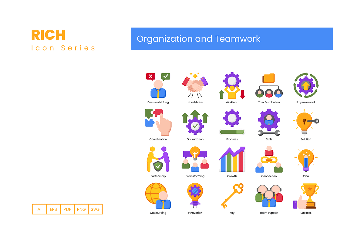 80 Organization and Teamwork Icons, an Icon by Flat Icons
