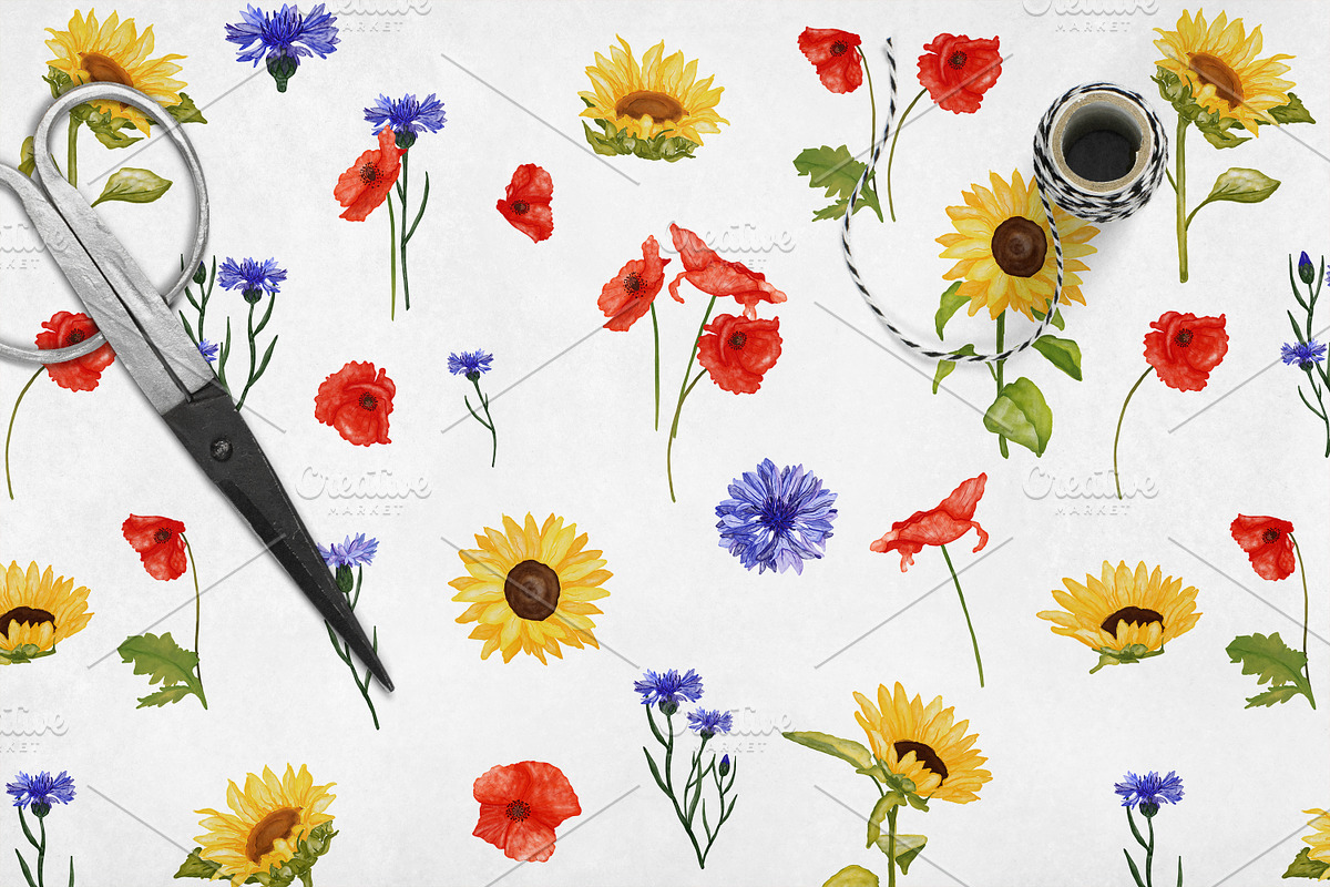 Wildflowers, stripes, checks bandle, a Pattern Graphic by Oksana Dovhopol Art (Photo 18 of 23)