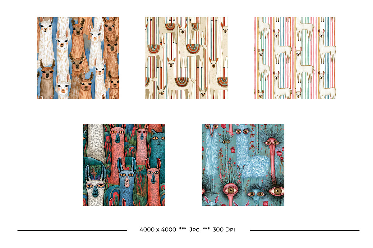 Llama Retro Art Style Designs, a Pattern Graphic by karenfoleyphoto (Photo 10 of 10)