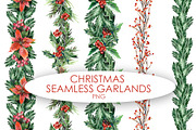 Christmas Seamless Garlands, a Pattern Graphic by Marina Grau (Thumbnail 1 of 2)